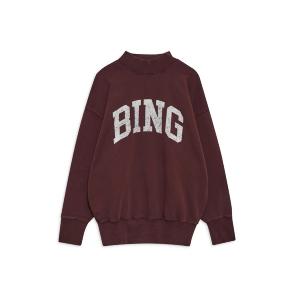 Anine Bing Red Oversized Sweatshirt with White Logo - Picture 1 of 4